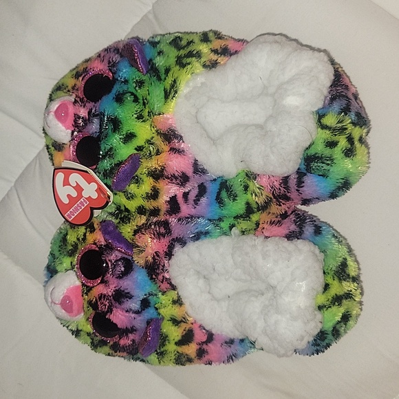 Brand New TY beanie baby rainbow leopard slippers - Picture 4 of 4